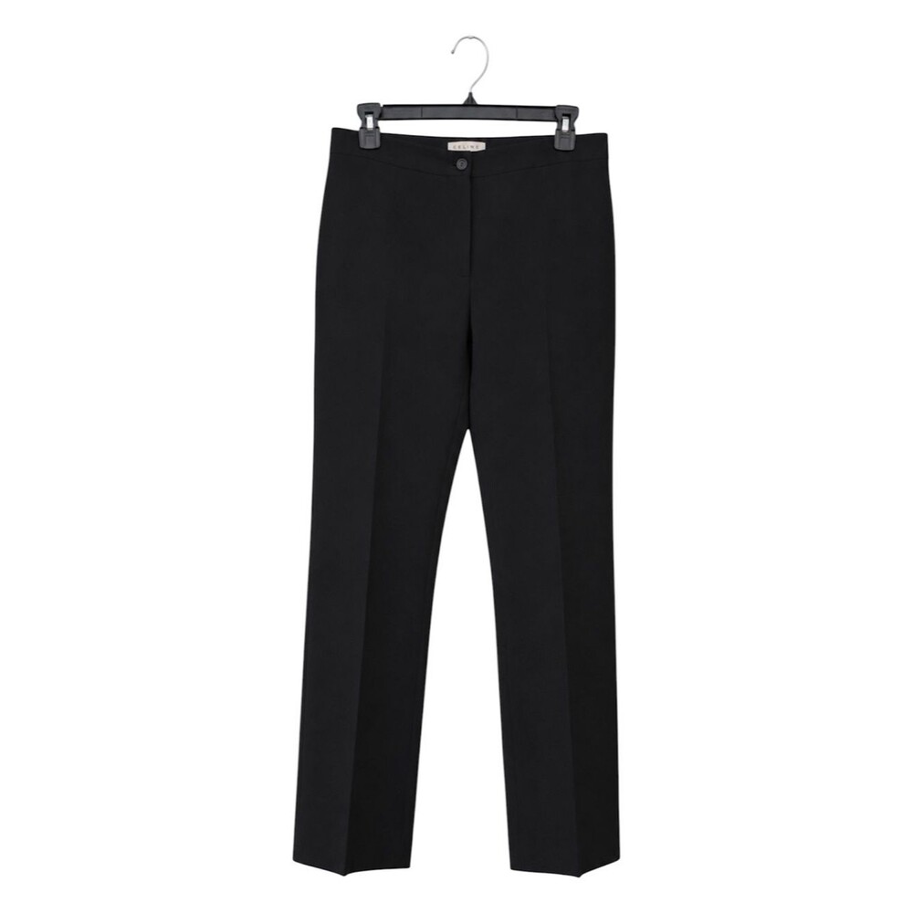 CELINE Wool Blend Straight Leg Tailored Trousers Black EU 40 - Picture 2 of 7